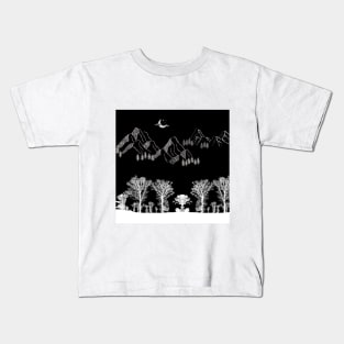 Black and White Landscape Background Kids T-Shirt